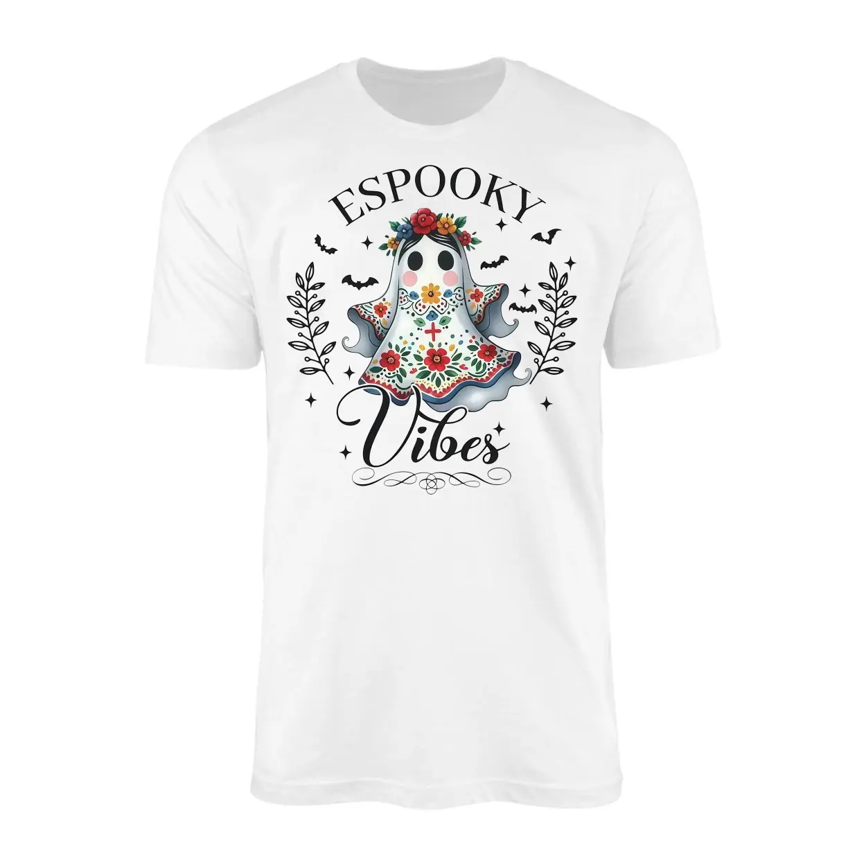 Espooky Vibes Cute Floral Ghost Halloween T-Shirt 1 Espooky Vibes Cute Floral Ghost Halloween T Shirt 1 1.jpg