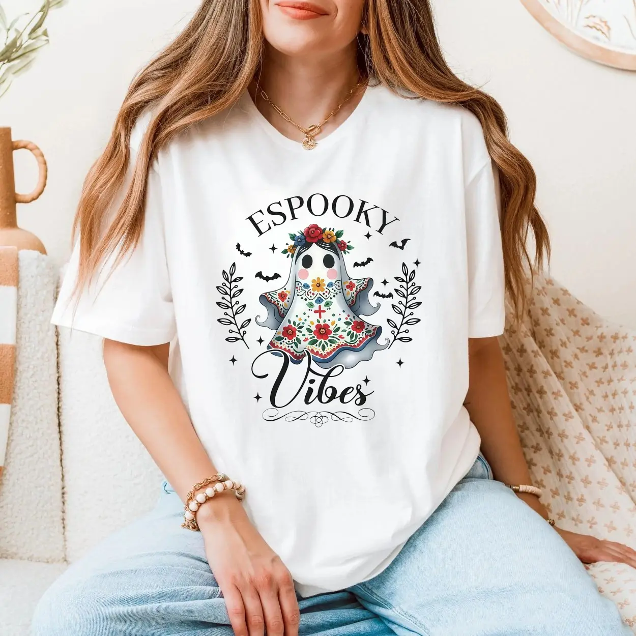 Espooky Vibes Cute Floral Ghost Halloween T-Shirt 5 Espooky Vibes Cute Floral Ghost Halloween T Shirt 5 1.jpg