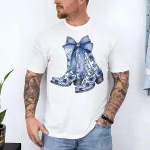 Floral Cowboy Boots with Bow Western Graphic T-Shirt 10 Floral2BCowboy2BBoots2Bwith2BBow2BWestern2BGraphic2BT Shirt2B4 hzX00 1.jpg