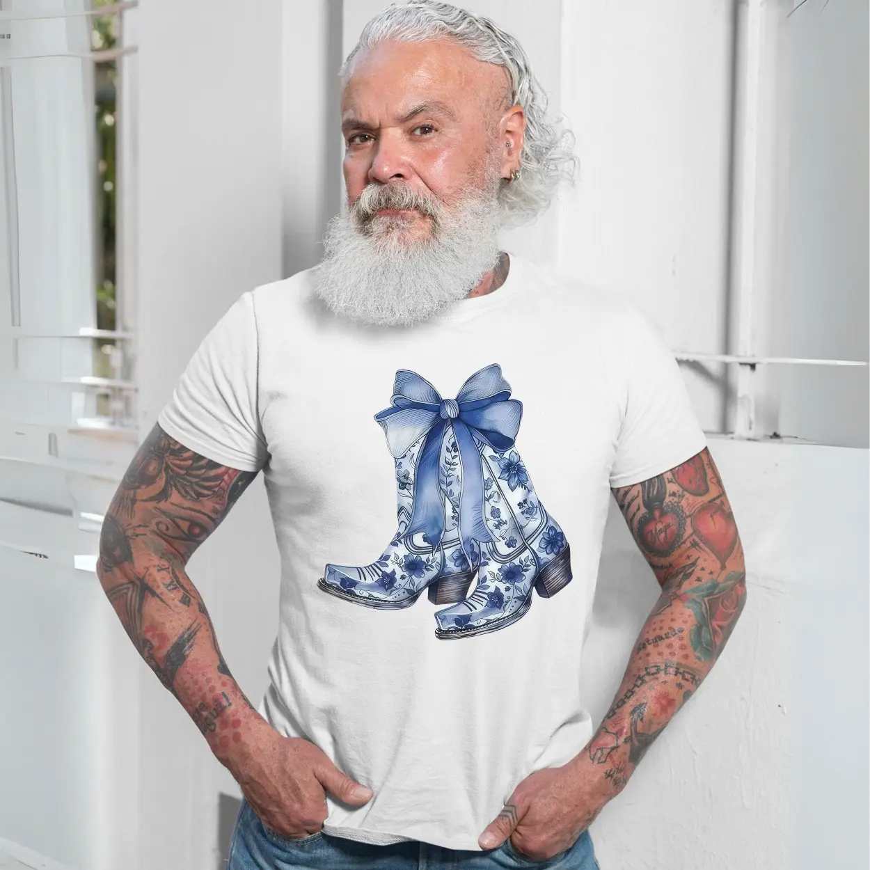 Floral2BCowboy2BBoots2Bwith2BBow2BWestern2BGraphic2BT Shirt2B7 hfZA7 1.jpg