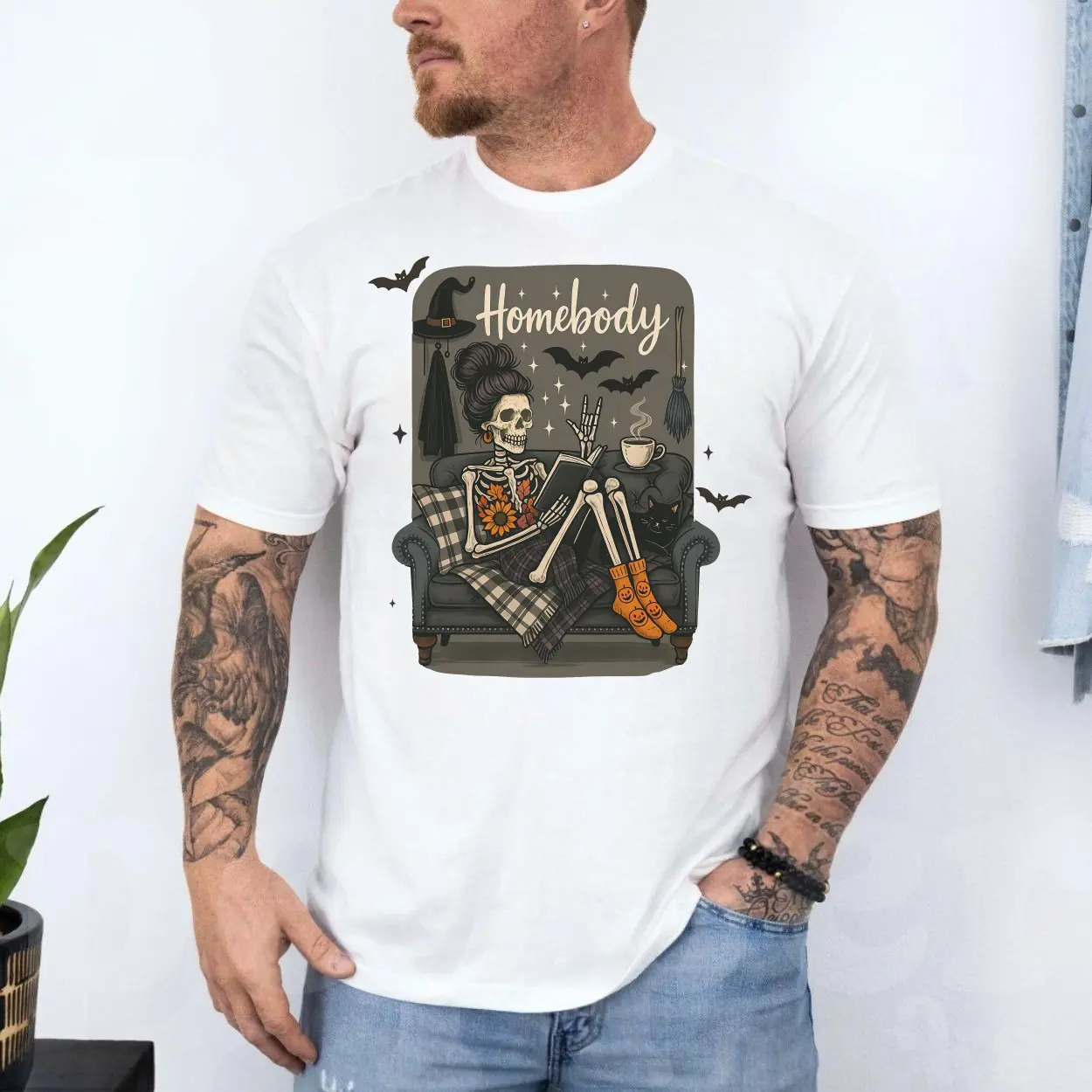 Homebody Skeleton Cozy Halloween T Shirt 4 1.jpg