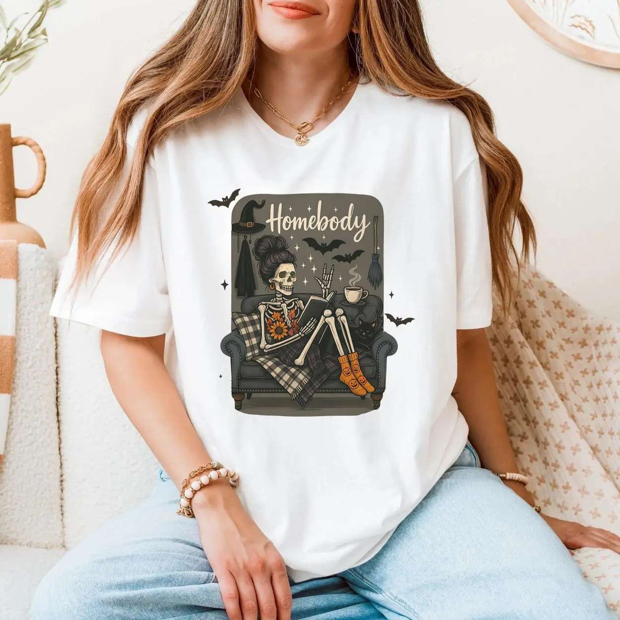 Homebody Skeleton Cozy Halloween T Shirt 5 1.jpg