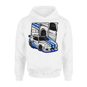 JDM Nissan Skyline GTR R34 Blue Stripes Racing Car T Shirt 2 1.jpg