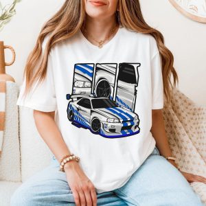 JDM Nissan Skyline GTR R34 Blue Stripes Racing Car T Shirt 5 1.jpg