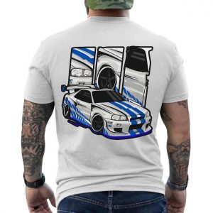JDM Nissan Skyline GTR R34 Blue Stripes Racing Car T Shirt 6 1.jpg