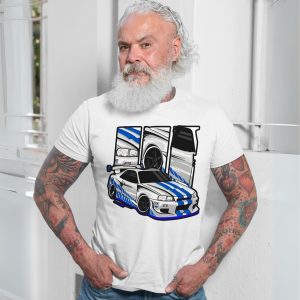 JDM Nissan Skyline GTR R34 Blue Stripes Racing Car T Shirt 7 1.jpg