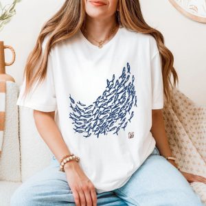 Japanese Art Inspired School of Fish Graphic T Shirt 5 1.jpg
