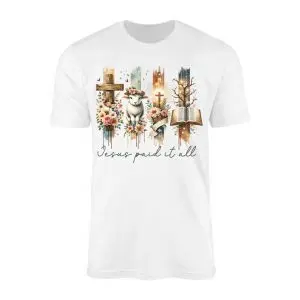 Jesus Paid It All Christian Cross Lamb Bible Verse T-Shirt
