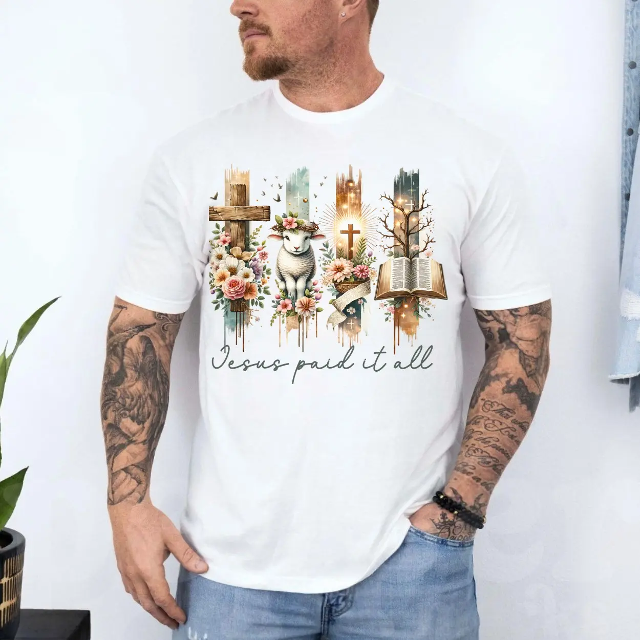Jesus Paid It All Christian Cross Lamb Bible Verse T-Shirt 4 Jesus Paid It All Christian Cross Lamb Bible Verse T Shirt 4 1.jpg