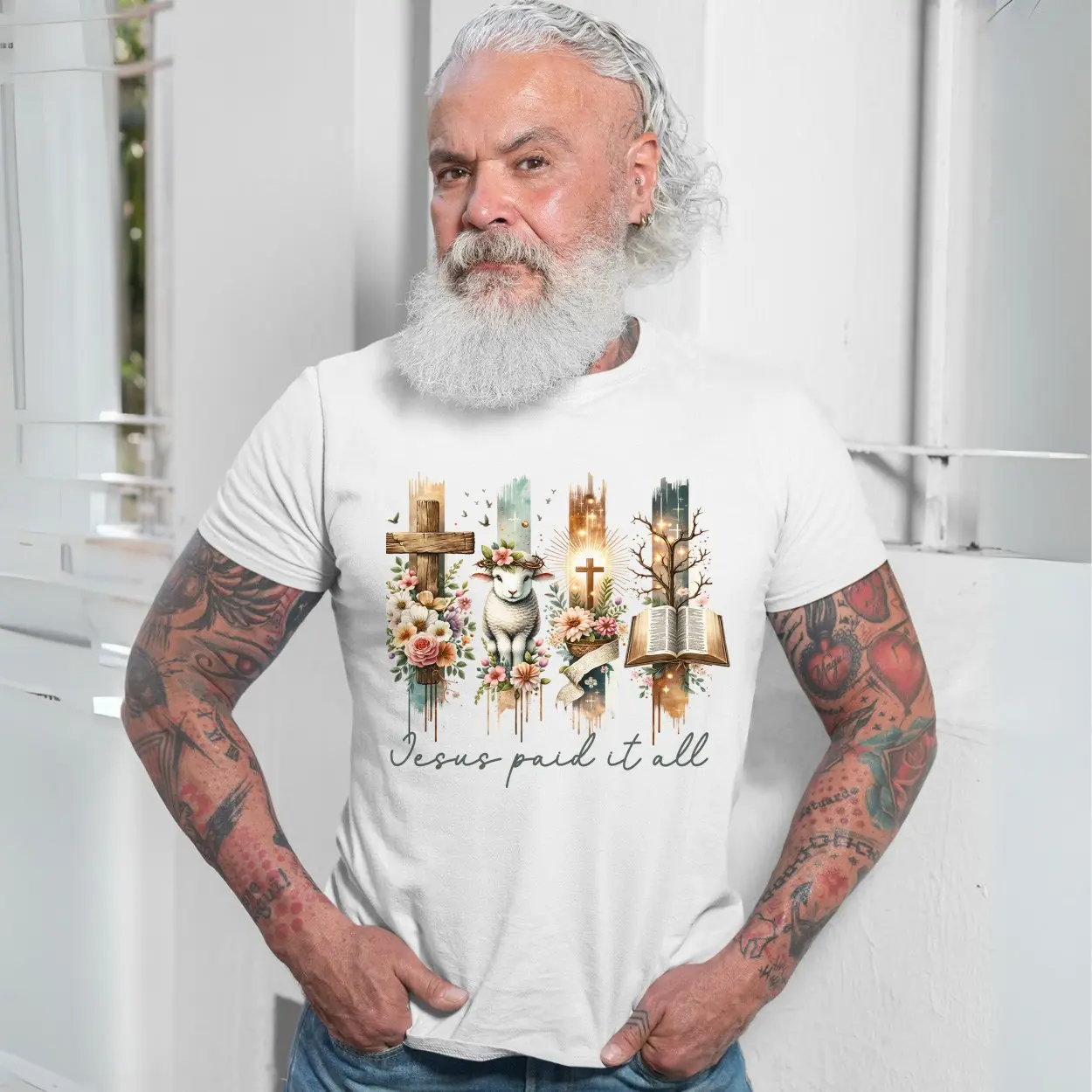 Jesus Paid It All Christian Cross Lamb Bible Verse T-Shirt 7 Jesus Paid It All Christian Cross Lamb Bible Verse T Shirt 7 1.jpg