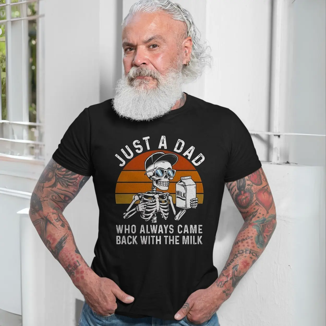 Just a Dad Who Came Back With the Milk Funny T Shirt 7 1.jpg