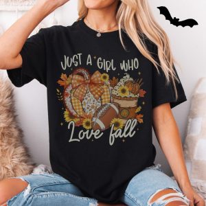 Just a Girl Who Loves Fall Pumpkin Coffee Football T Shirt 5 1.jpg