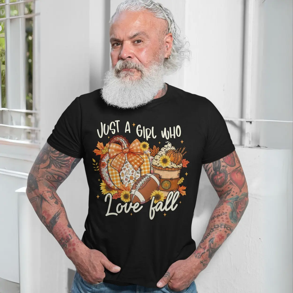 Just a Girl Who Loves Fall Pumpkin Coffee Football T Shirt 7 1.jpg
