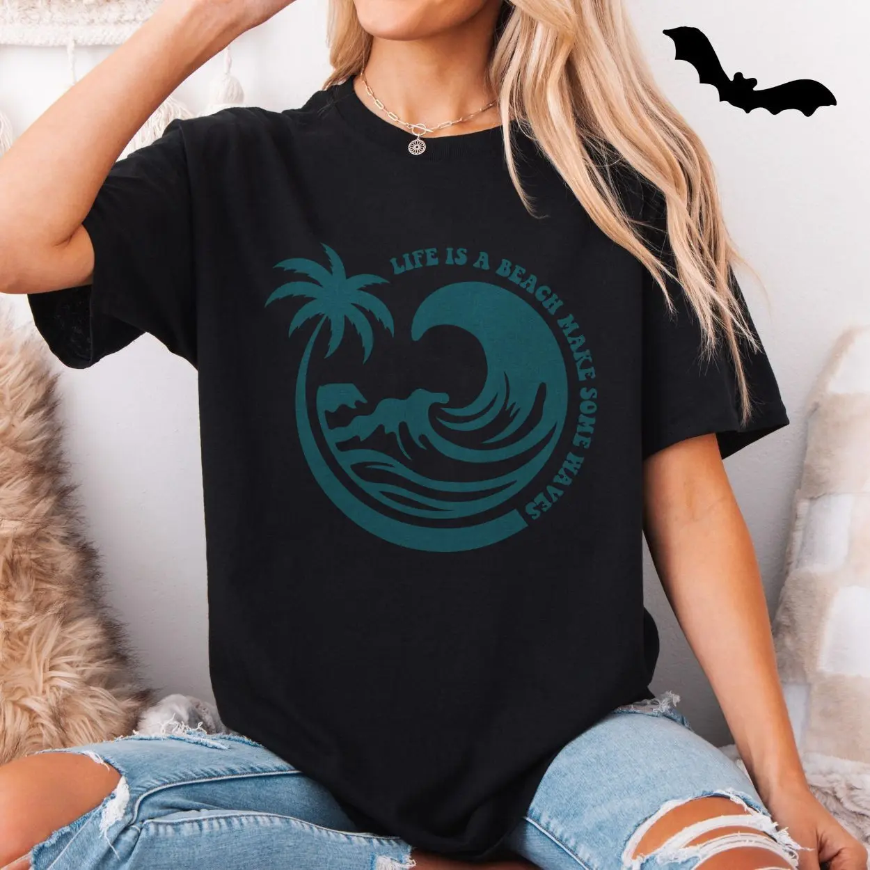 Life Is a Beach Ocean Wave Palm Tree Graphic T Shirt 5 2.jpg