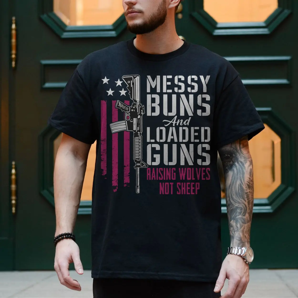 Messy Buns and Loaded Guns Raising Wolves T-Shirt 4 Messy Buns and Loaded Guns Raising Wolves T Shirt 4 1.jpg