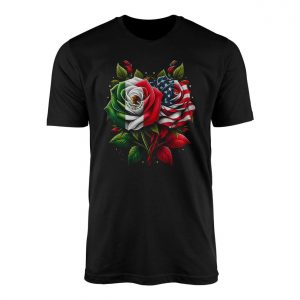 Mexico USA Flag Rose Friendship T Shirt 1 1.jpg