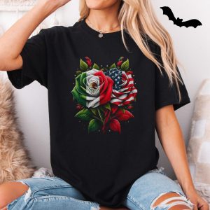 Mexico USA Flag Rose Friendship T Shirt 5 1.jpg