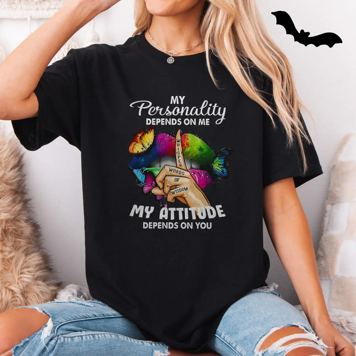 My Personality Depends on Me Attitude Colorful Lips T Shirt 5 1.jpg