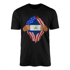 Nicaragua Flag Inside American Flag Ripped Effect T Shirt 1 1.jpg