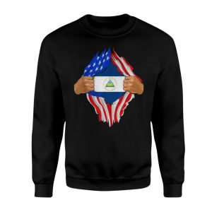 Nicaragua Flag Inside American Flag Ripped Effect T Shirt 3 1.jpg