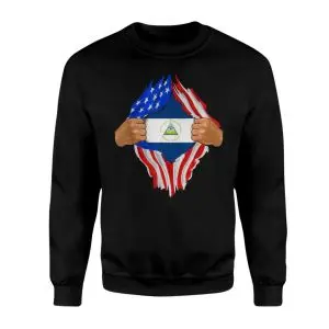 Nicaragua Flag Inside American Flag Ripped Effect T-Shirt 9 Nicaragua Flag Inside American Flag Ripped Effect T Shirt 3 1.jpg