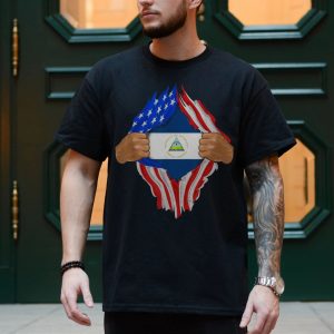 Nicaragua Flag Inside American Flag Ripped Effect T Shirt 4 1.jpg