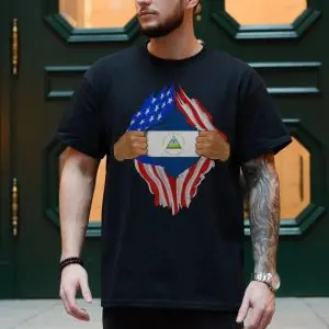 Nicaragua Flag Inside American Flag Ripped Effect T-Shirt 10 Nicaragua Flag Inside American Flag Ripped Effect T Shirt 4 1.jpg