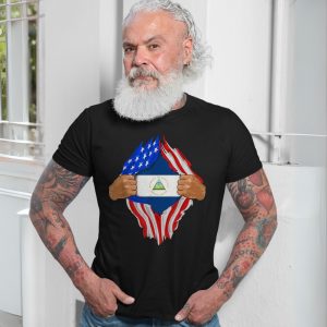 Nicaragua Flag Inside American Flag Ripped Effect T Shirt 7 1.jpg