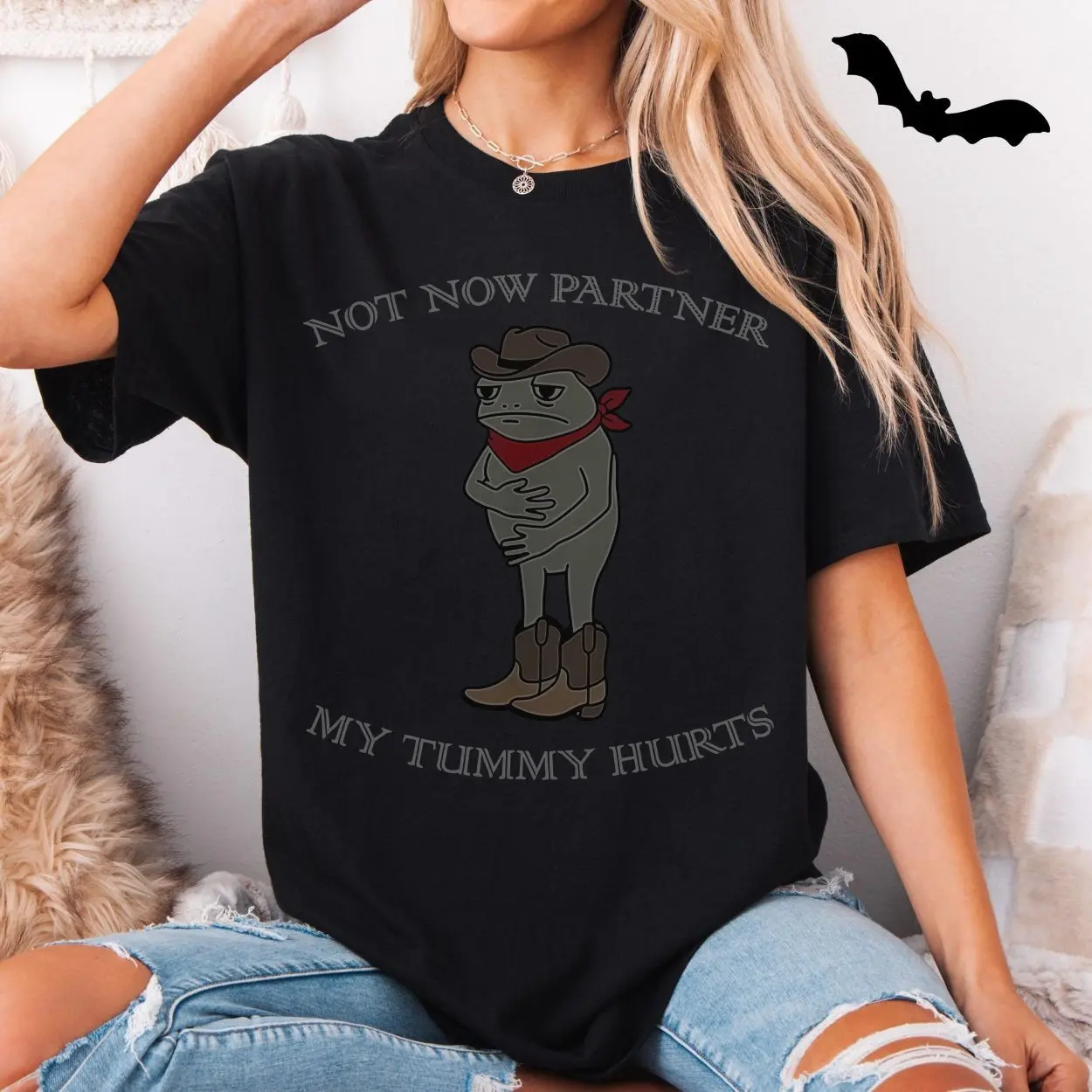 Not Now Partner My Tummy Hurts Funny Cowboy Frog T Shirt 5 1.jpg