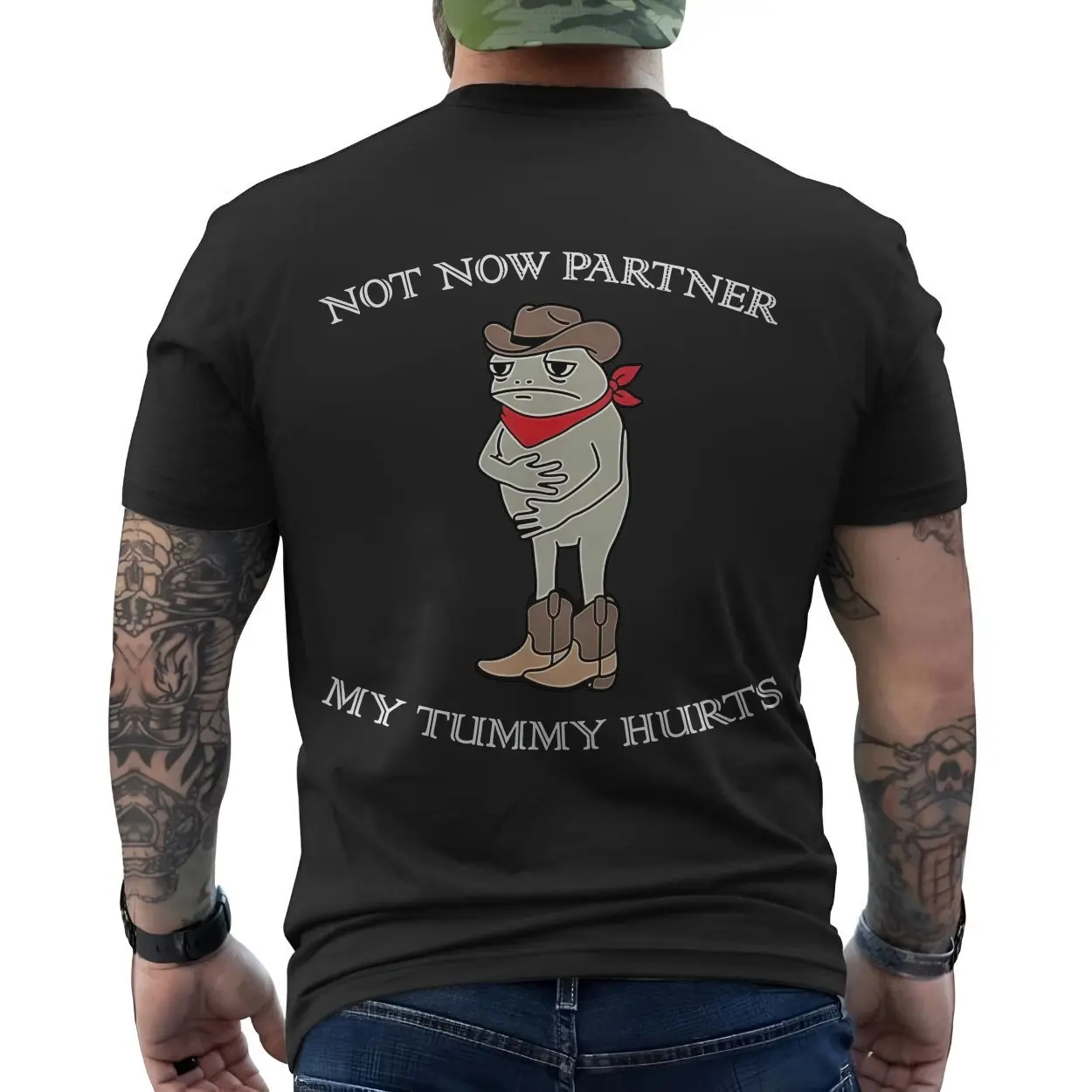 Not Now Partner My Tummy Hurts Funny Cowboy Frog T Shirt 6 1.jpg