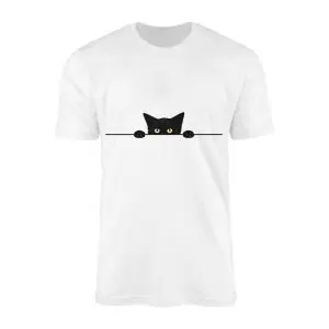 Peeking Black Cat with Big Eyes Cute T-Shirt