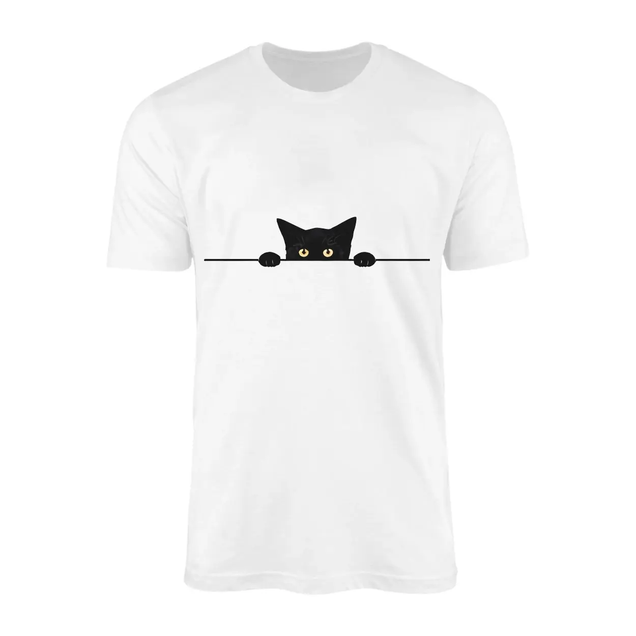 Peeking Black Cat with Big Eyes Cute T Shirt 1 1.jpg