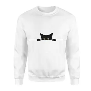 Peeking Black Cat with Big Eyes Cute T-Shirt 9 Peeking Black Cat with Big Eyes Cute T Shirt 3 1.jpg