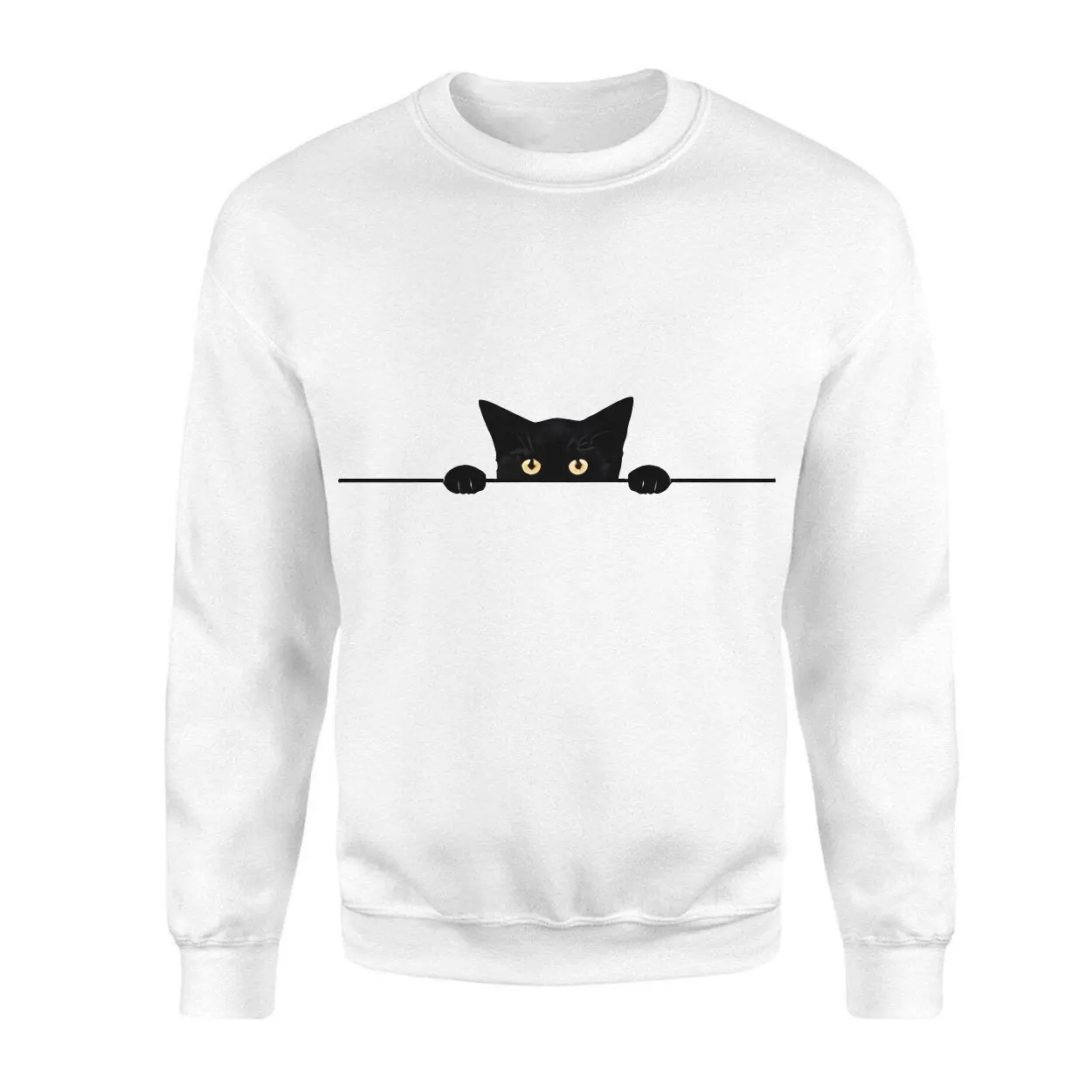 Peeking Black Cat with Big Eyes Cute T Shirt 3 1.jpg