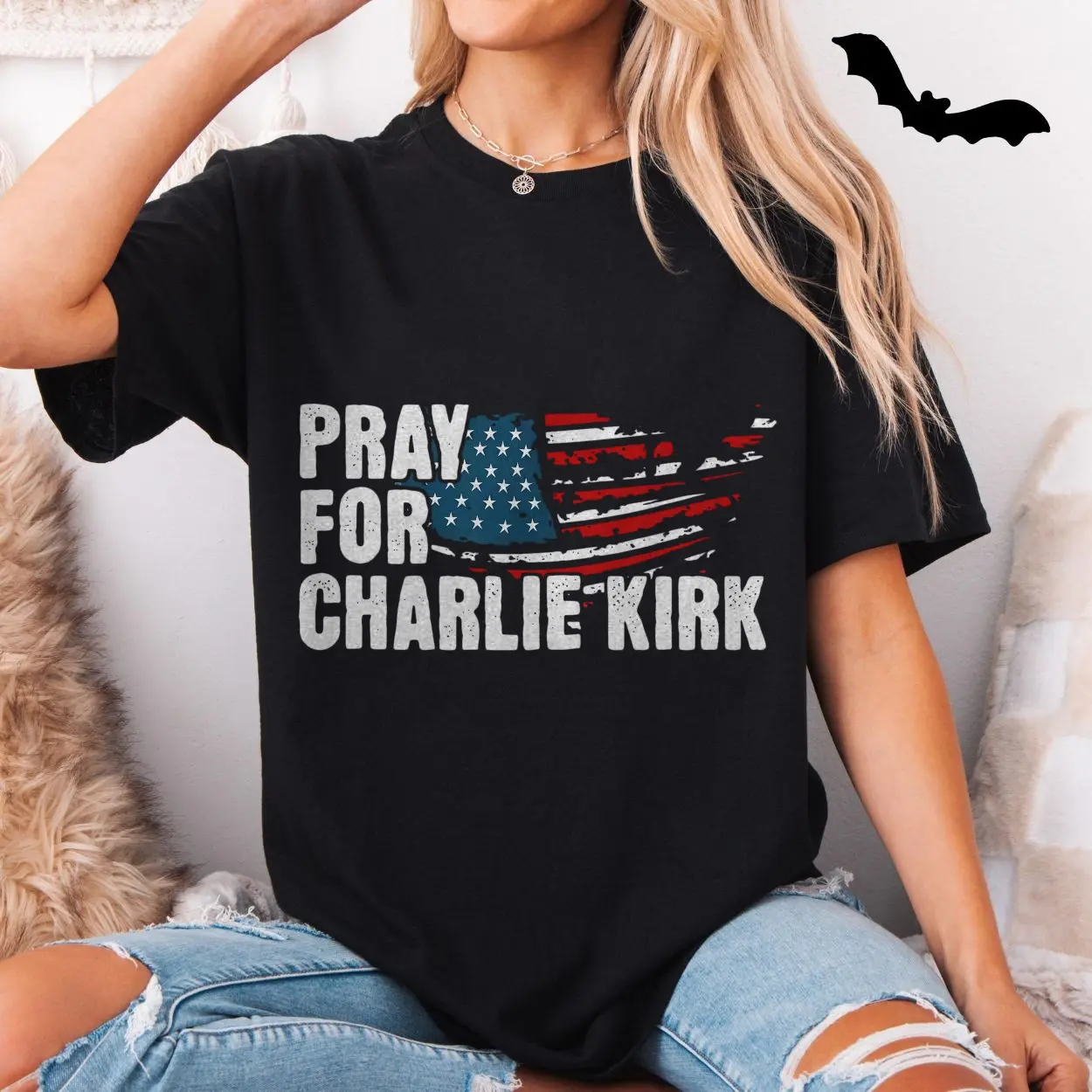 Pray For Charlie Kirk American Flag T Shirt 5 1.jpg