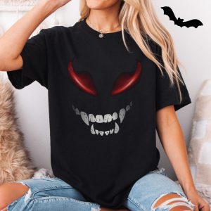 Scary Red Eyes Evil Smile Halloween T Shirt 5 1.jpg