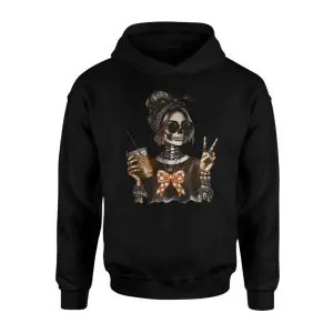 Skeleton Girl Peace Sign Iced Coffee Halloween T-shirt 8 Skeleton Girl Peace Sign Iced Coffee Halloween T shirt 2 1.jpg