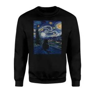 Starry Night Cat Rooftop Art T-Shirt 9 Starry Night Cat Rooftop Art T Shirt 3 1.jpg