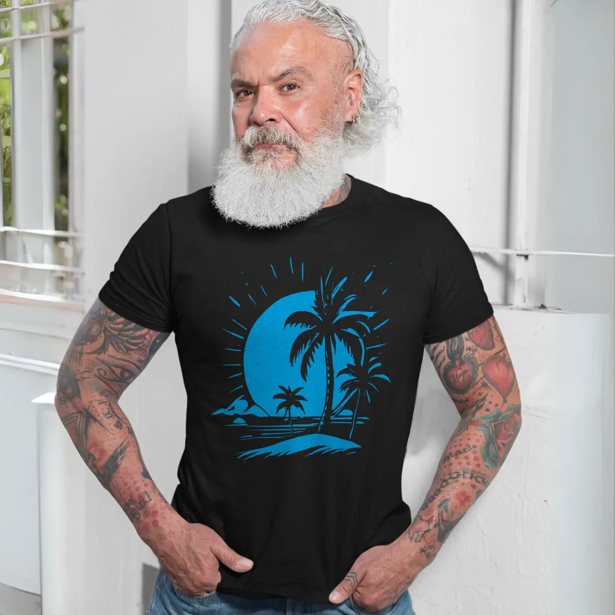 Tropical Palm Tree Sunset Beach Graphic T Shirt 7 1.jpg
