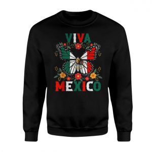 Viva Mexico Butterfly T Shirt Mexican Flag Independence Tee 3 1.jpg