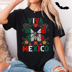 Viva Mexico Butterfly T Shirt Mexican Flag Independence Tee 5 1.jpg