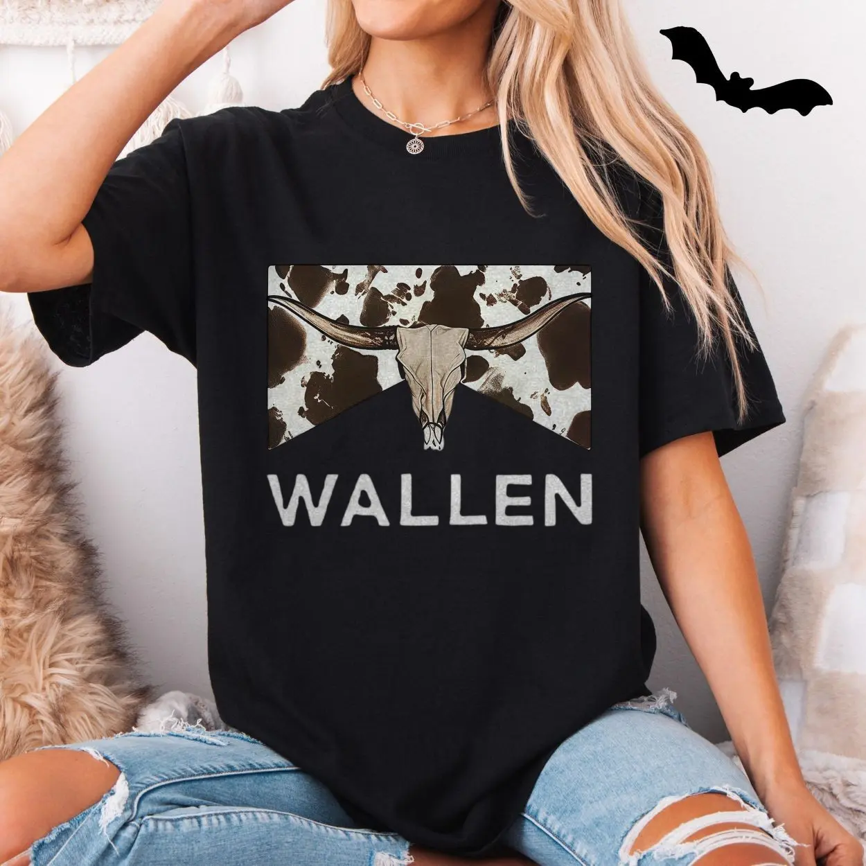 Wallen Western Longhorn Skull Graphic T Shirt 5 1.jpg
