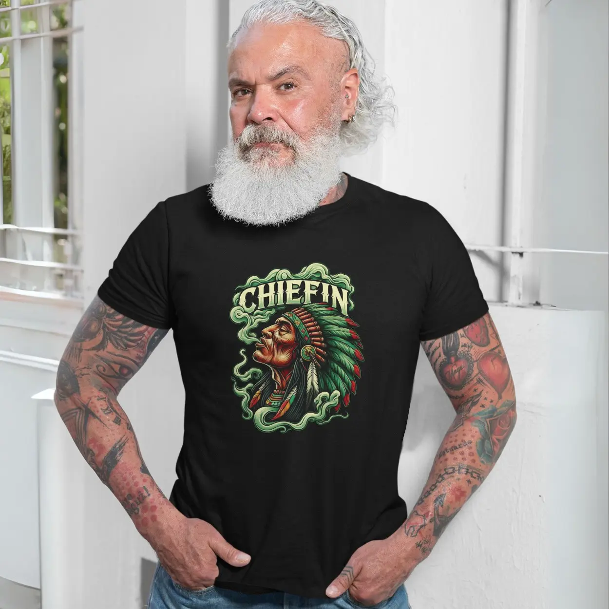 Chiefin Native American Headdress Smoke Art T Shirt 7 1.jpg