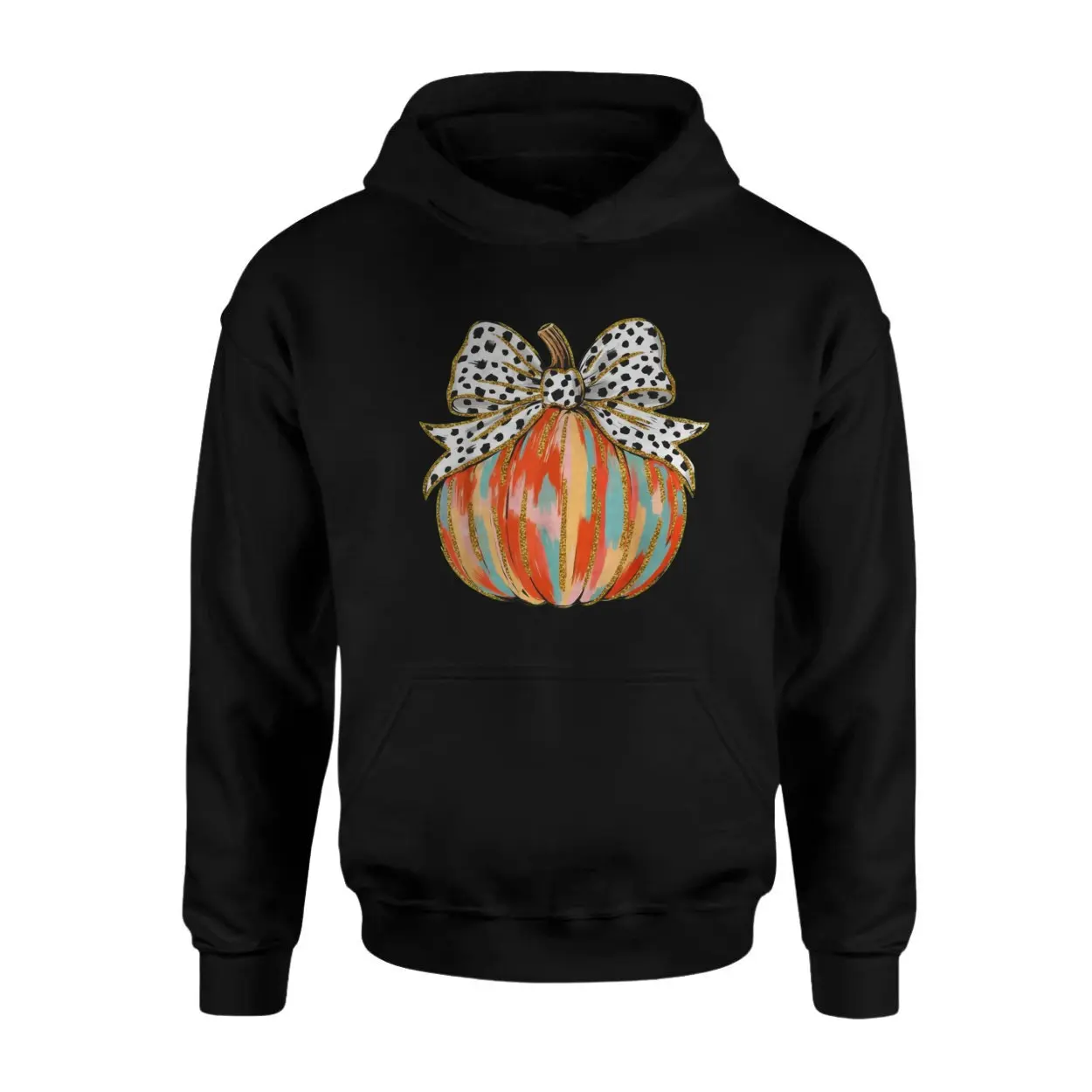 Colorful Pumpkin with Bow Cute Halloween T Shirt 2 1.jpg