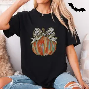 Colorful Pumpkin with Bow Cute Halloween T-Shirt 11 Colorful Pumpkin with Bow Cute Halloween T Shirt 5 1.jpg