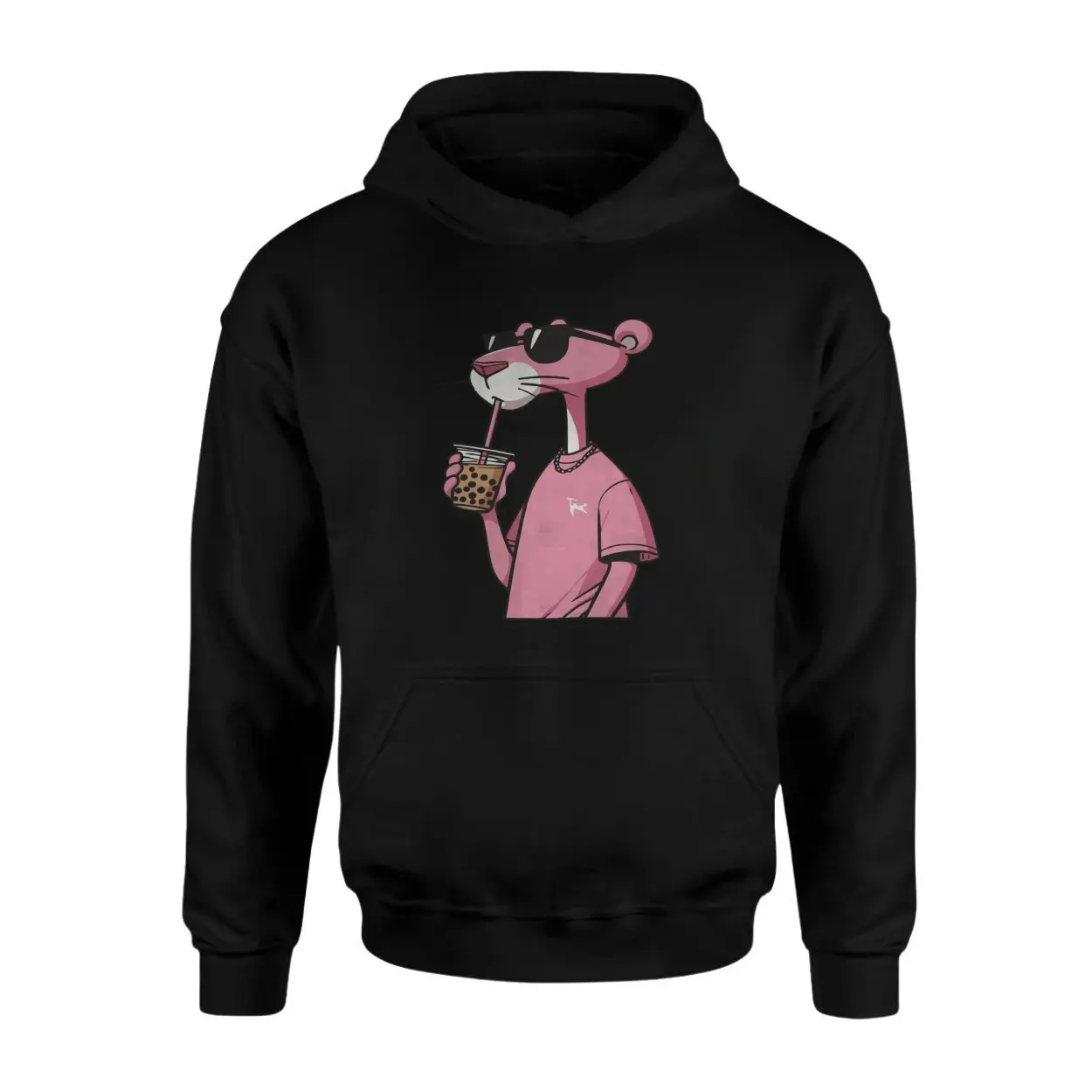 Cool Pink Panther Drinking Boba Tea T Shirt 2 1.jpg