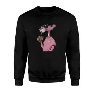 Cool Pink Panther Drinking Boba Tea T-Shirt 8 Cool Pink Panther Drinking Boba Tea T Shirt 3 1.jpg