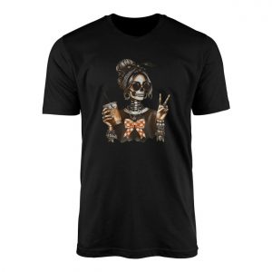 Cool Skeleton Girl Peace Sign Coffee Halloween T Shirt 1 1.jpg