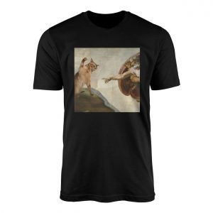 Creation of Adam Funny Cat Parody T Shirt 1 1.jpg