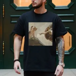 Creation of Adam Funny Cat Parody T-Shirt 9 Creation of Adam Funny Cat Parody T Shirt 4 1.jpg